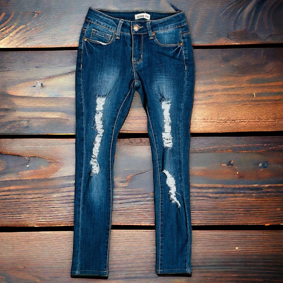 Denim 4 Us Distressed Medium Wash Skinny Jeans | Size 1 | - Picture 2 of 11